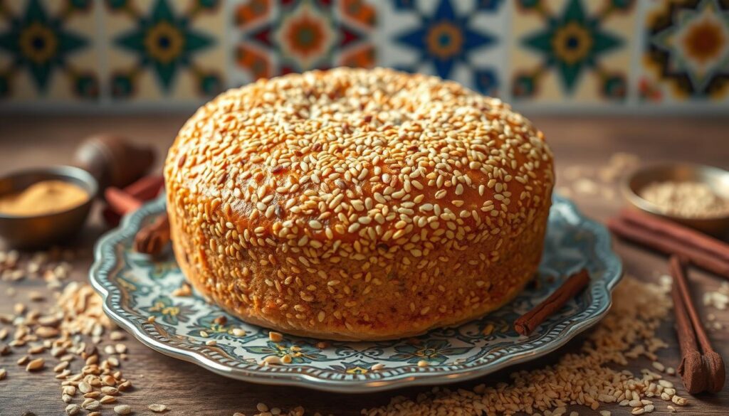 sesame-crusted cake